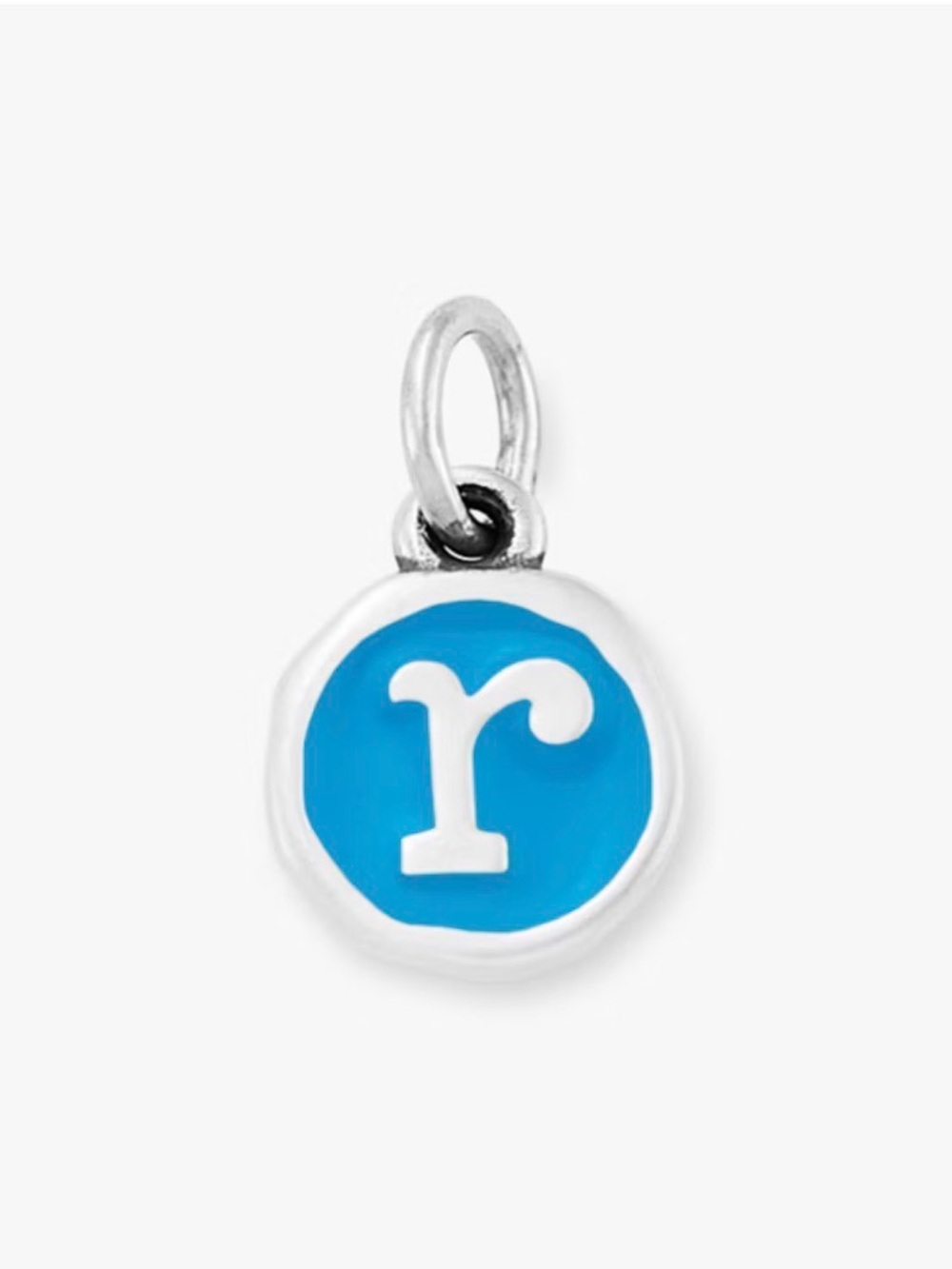 Blue Enamel 'r' Initial Charm Pendant
